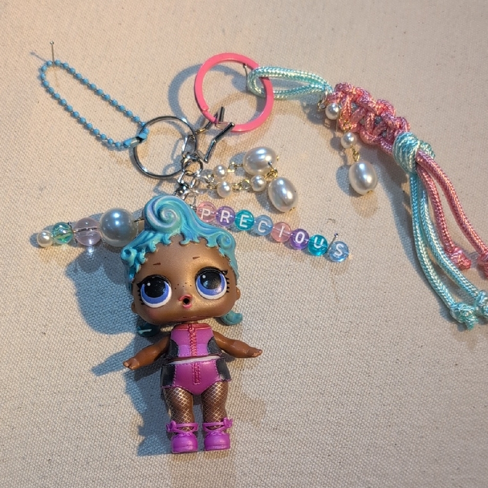 Lol Surprise Precious Pearl Upcycled Handmade Bag Charm Keychain